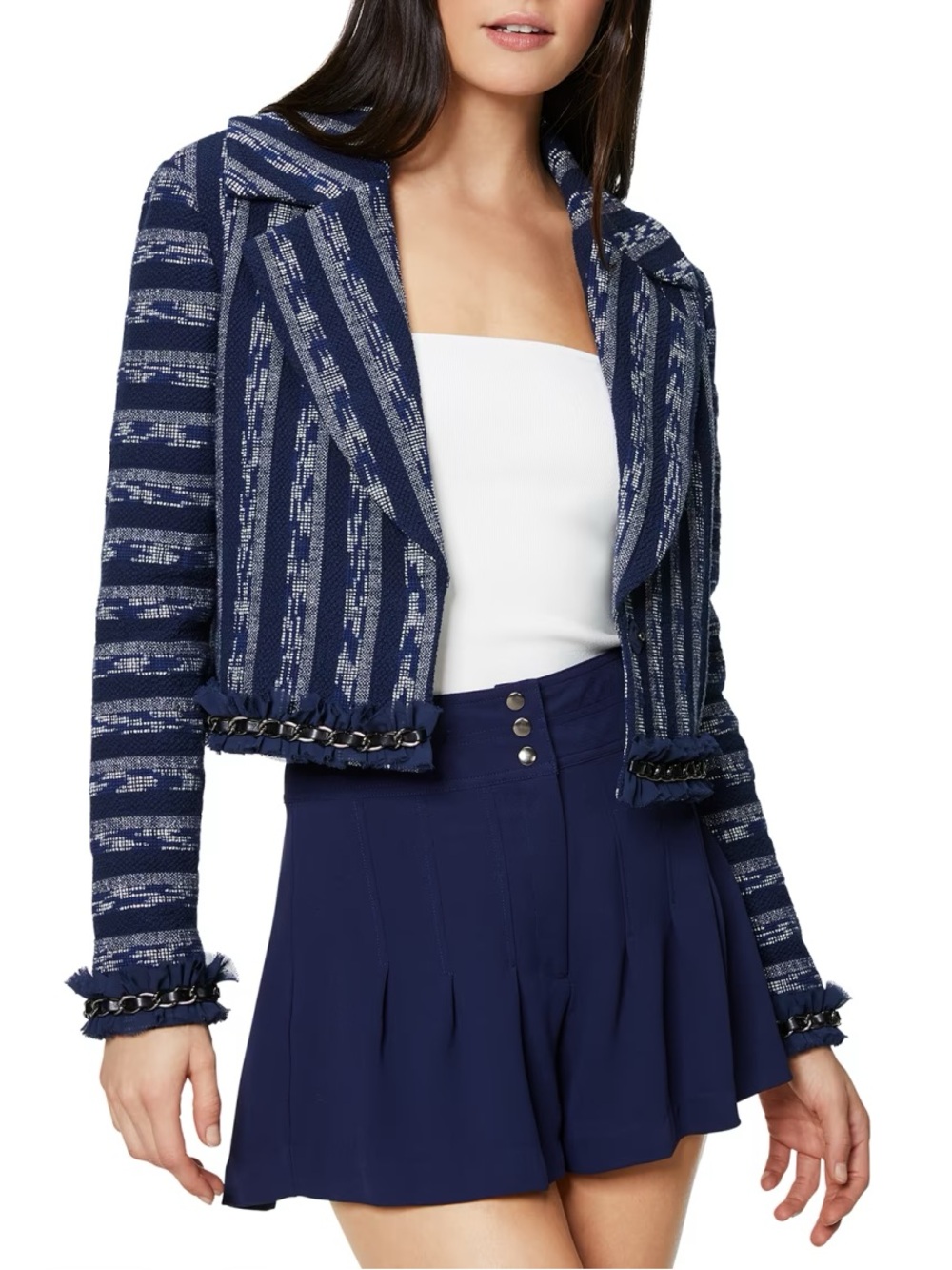 Ramy Brook Cole Cropped Navy Jacket